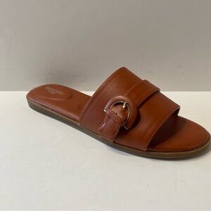 Rockport "NEW" Rust Brown Yara Buckle Open Toe Slide Sandals Size 9